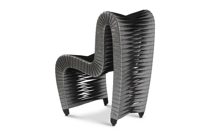 Seat Belt Dining Chair, Silver, Metallic
