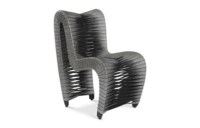 Seat Belt Dining Chair, Silver, Metallic
