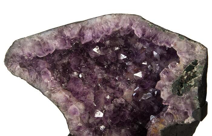 Amethyst Sculpture Pair, On Iron Stand