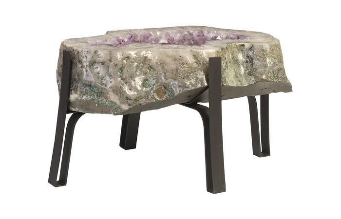 Amethyst Side Table, Metal Base