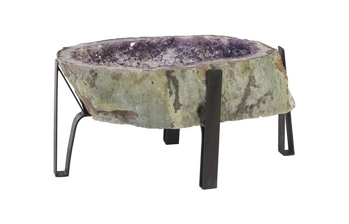 Amethyst Side Table, Metal Base