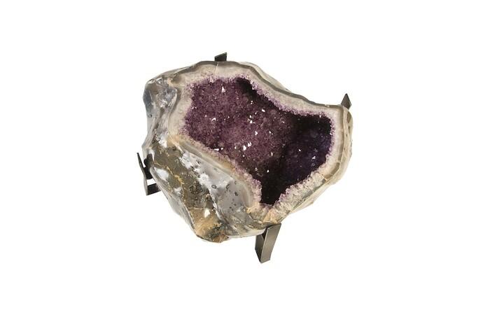 Amethyst Side Table, Metal Base