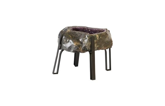 Amethyst Side Table, Metal Base