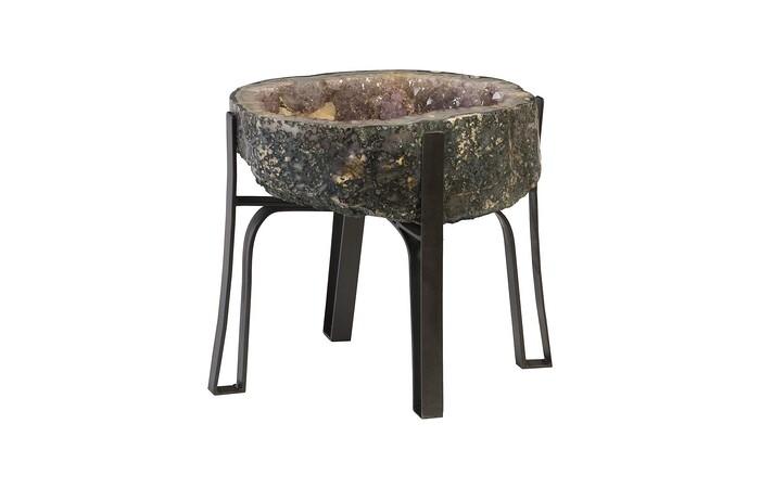 Amethyst Side Table, Metal Base