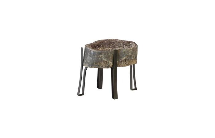Amethyst Side Table, Metal Base