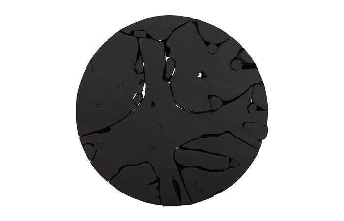 Teak Chunk Round Coffee Table, Black