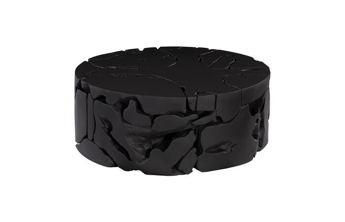 Teak Chunk Round Coffee Table, Black