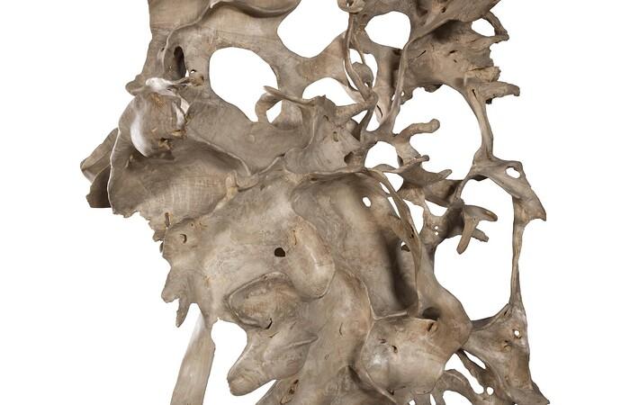 Teak Wood Sculpture on Base, Bleached