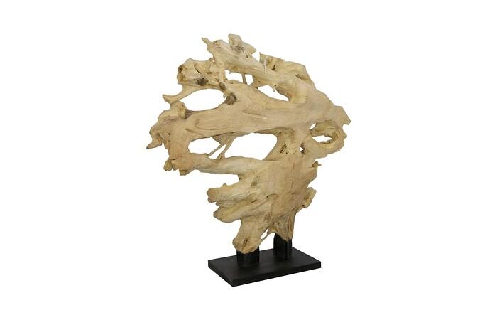 Teak Wood Sculpture on Base, Bleached