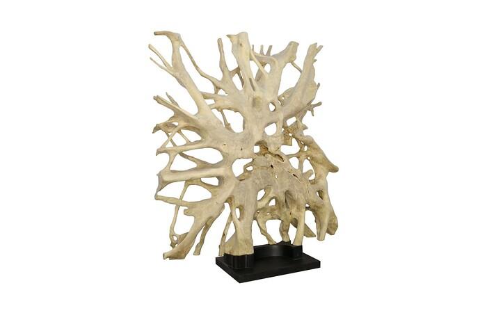 Teak Wood Sculpture on Base, Bleached