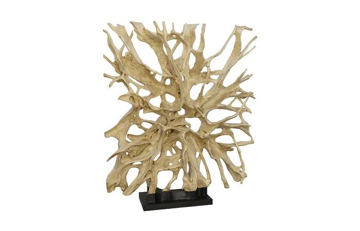 Teak Wood Sculpture on Base, Bleached