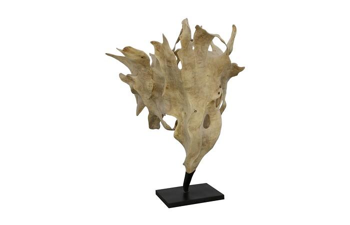 Teak Wood Sculpture on Base, Bleached