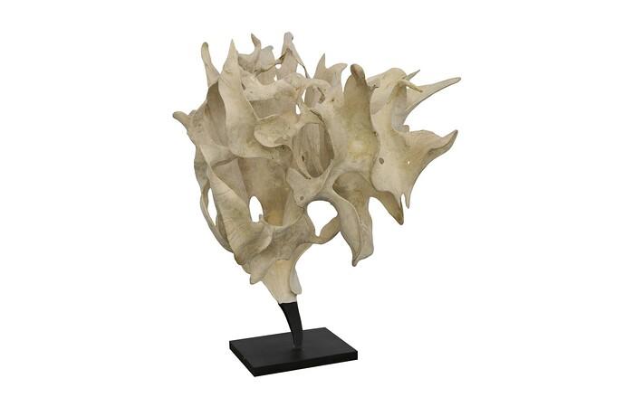 Teak Wood Sculpture on Base, Bleached