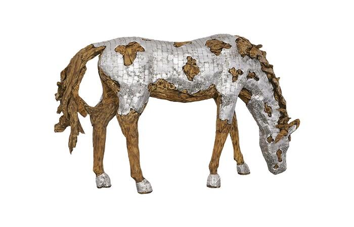 Mustang Horse Armored Sculpture, Grazing
