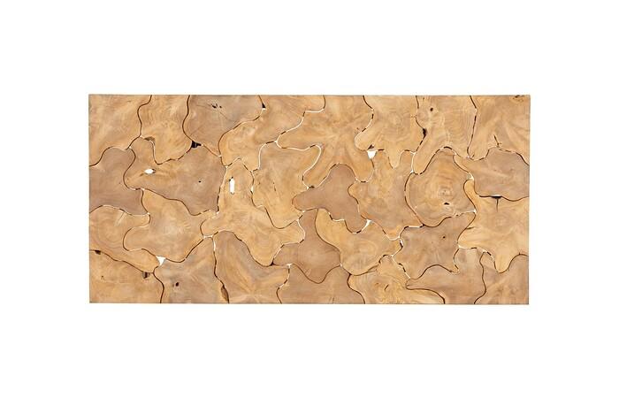 Teak Slice Dining Table, Bleached, Satin Black Legs
