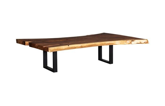 Origins Dining Table, Live Edge, Natural, Satin Black Legs