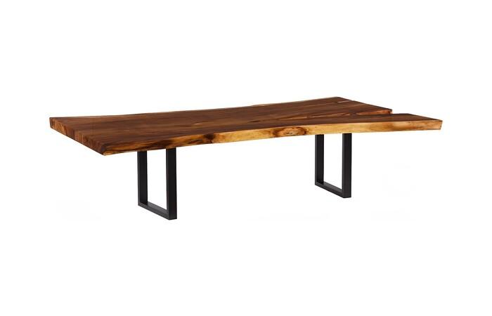 Origins Dining Table, Live Edge, Natural, Satin Black Legs