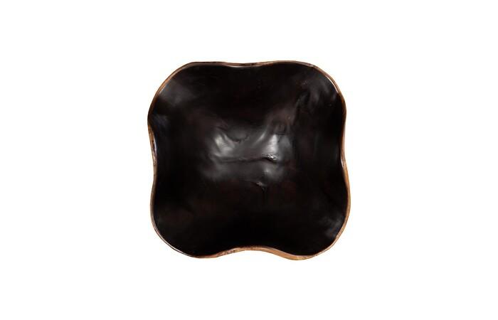 Teak Wood Bowl, Black And Natural