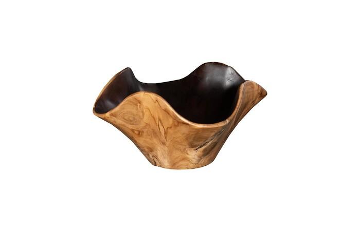 Teak Wood Bowl, Black And Natural