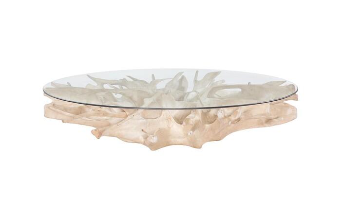 Teak Root Coffee Table, 78.5” Glass