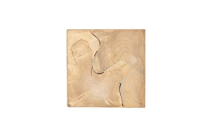 Teak Slice Pedestal, Square, Bleached , SM
