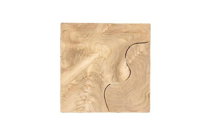 Teak Slice Pedestal, Square, Bleached ,  LG