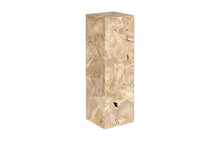 Teak Slice Pedestal, Square, Bleached ,  LG