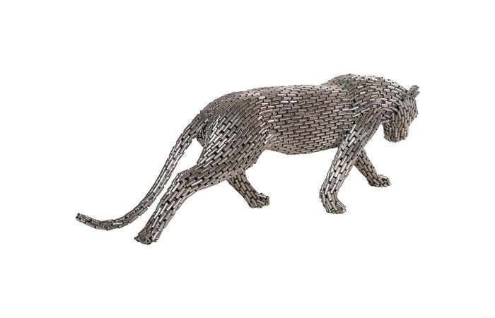 Panther Pipe Sculpture, Walking, Stainless Steel, Small
