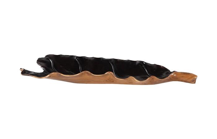 Leaf Bowl, Teak Wood, Natural & Black, Finish