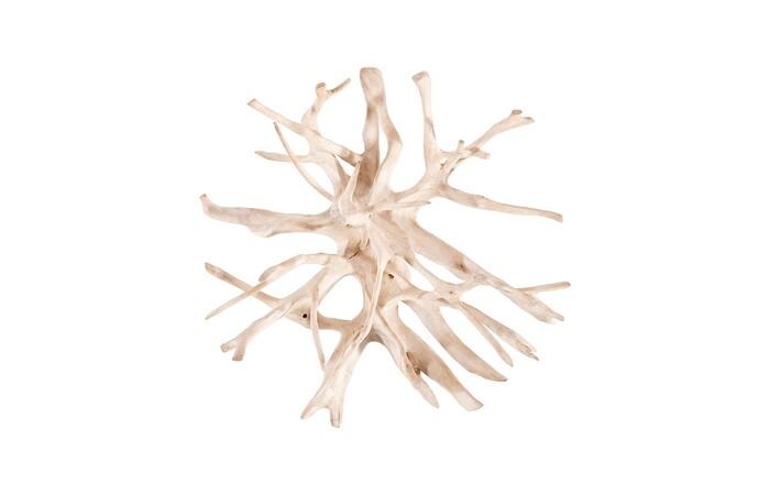 Teak Root Dining Table, Bleached, 63 Dia” Glass Top
