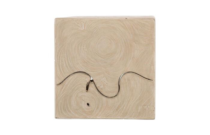 Teak Slice Pedestal, Square, Oat Finish, SM