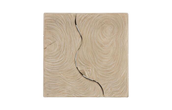Teak Slice Pedestal, Square, Oat Finish, MD