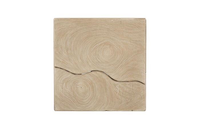 Teak Slice Pedestal, Square, Oat Finish, LG