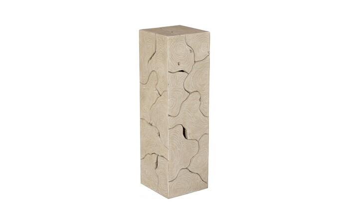 Teak Slice Pedestal, Square, Oat Finish, LG