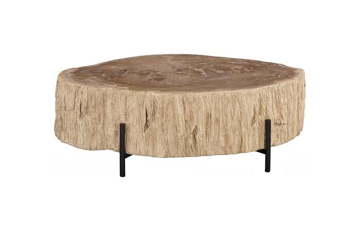 Chaka Petrified Coffee Table, Cream, With Black Legs