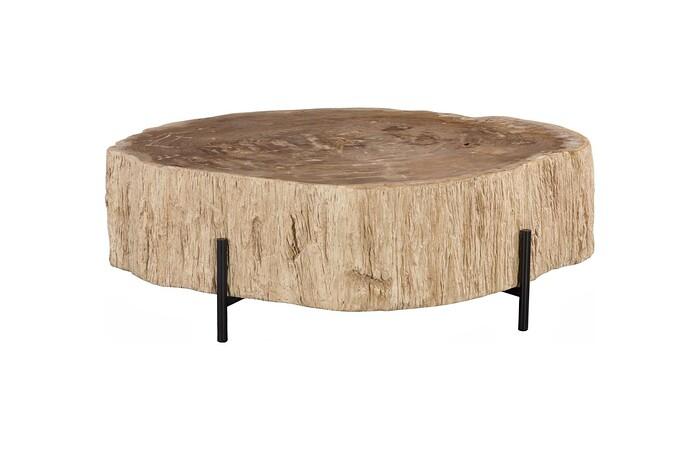 Chaka Petrified Coffee Table, Cream, With Black Legs