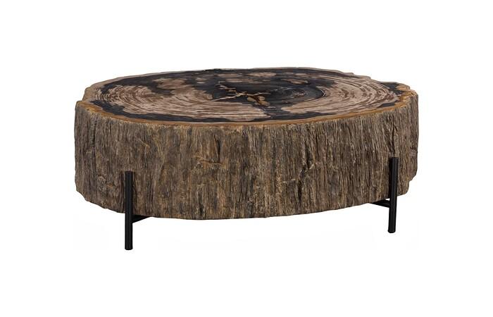 Chaka Petrified Coffee Table, Mixed, With Black Legs