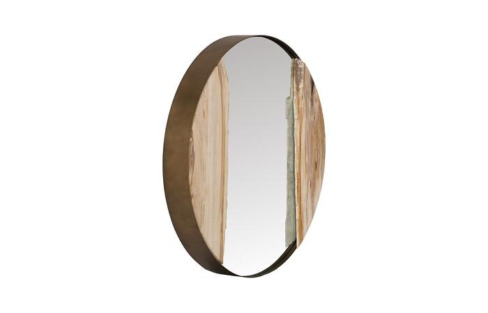 Petrified River Mirror, Brass Frame, Large