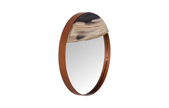 Petrified Slice Mirror, Copper Frame, Medium