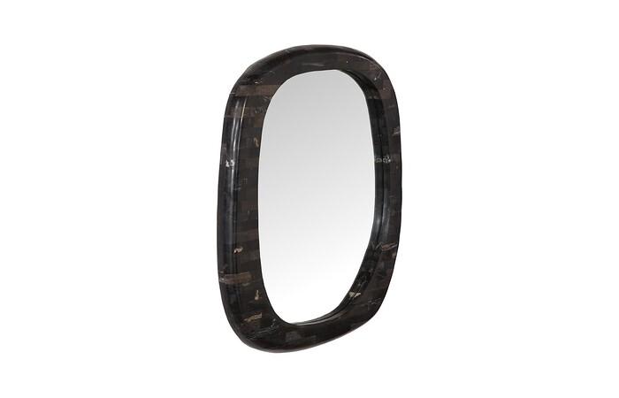 Morphic Petrified Mirror, Rounded, Black Frame