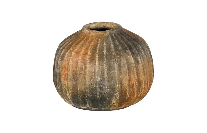 Raw Umber Vase, Ribbed