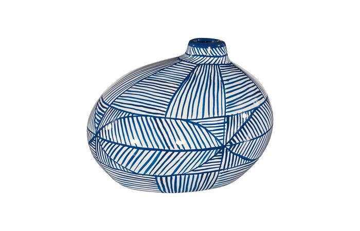 Indigo Mosaic Vase, Wide