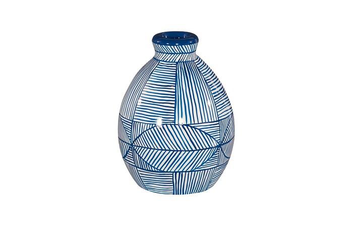 Indigo Mosaic Vase, Short