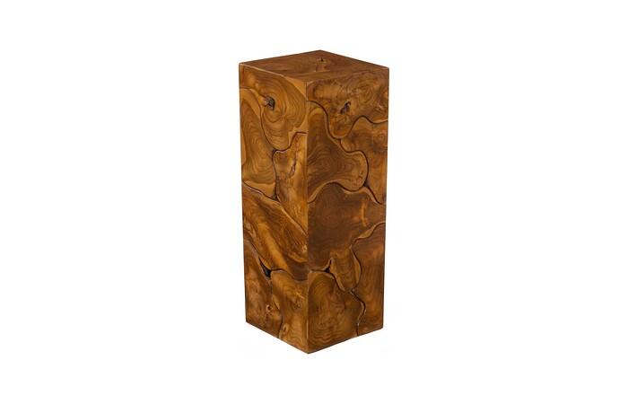 Teak Slice Pedestal, Square, MD