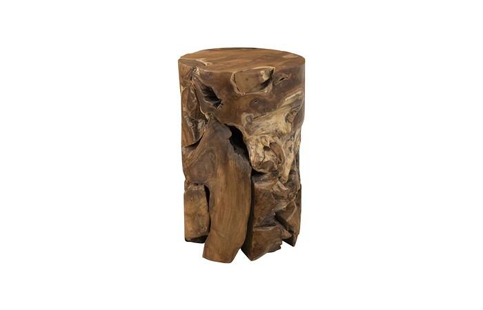Teak Chunk Side Table, Round