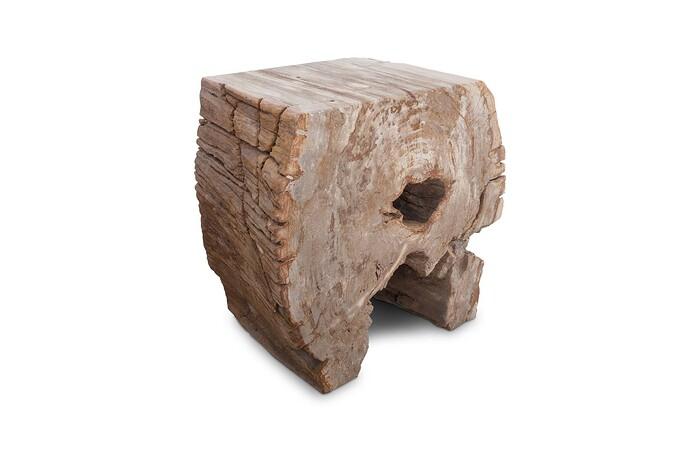 Petrified Wood LG Stool, Rough Sides, Flat Top