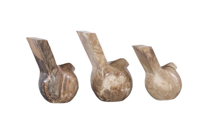 Petrified Wood Birds, Set of 3