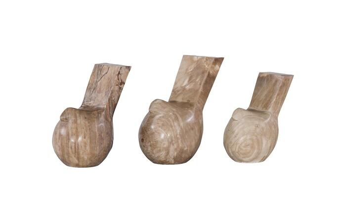 Petrified Wood Birds, Set of 3