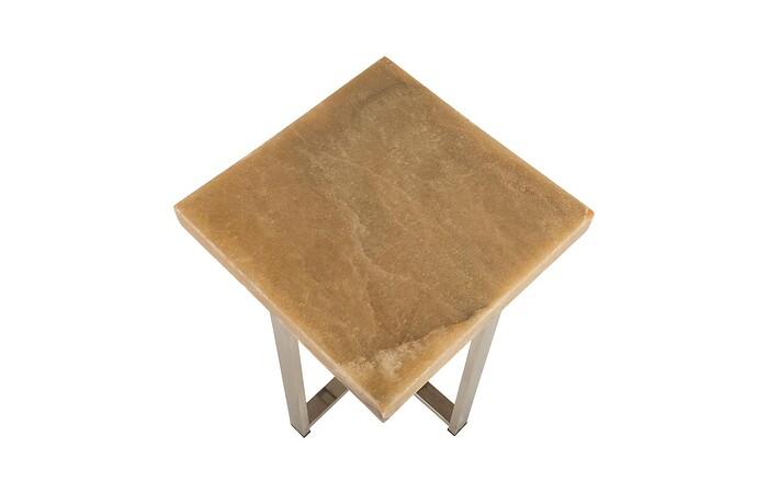 Onyx Accent Table, Stainless Legs, Square