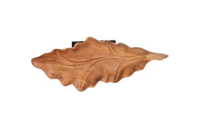 Carved Leaf Sculpture on Stand, Mahogany
